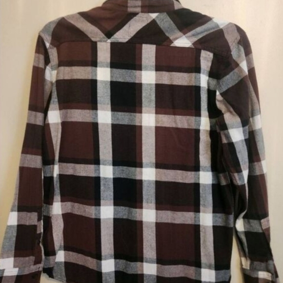 M18 Levi Strauss & Co Burgundy/White Plaid Flannel Shirt W Pockets Long Sleeved - Picture 5 of 10